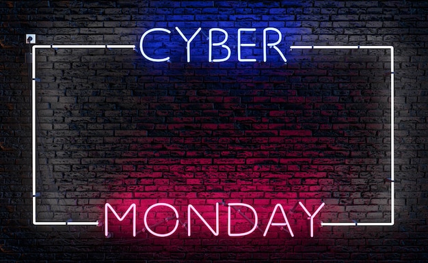 Фото cyber monday неоновая вывеска с рамкой