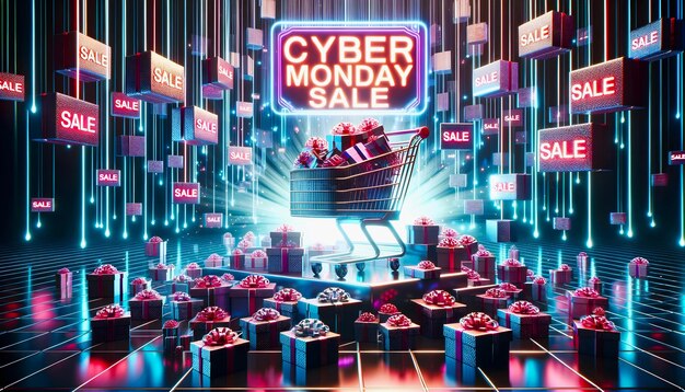 Cyber Monday sale concept design background banner copy space text template