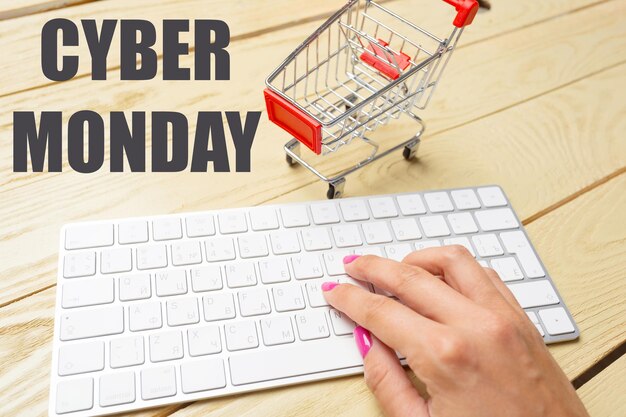 Cyber monday sign on computer