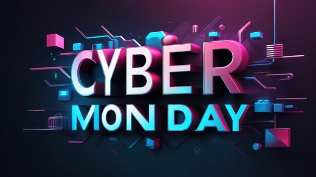 Foto cyber monday concetto di tendenza di banner di vendita per lo shopping online sfondio