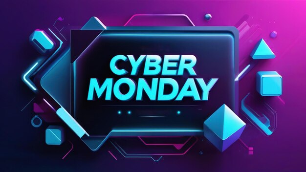 Foto cyber monday concetto di tendenza di banner di vendita per lo shopping online sfondio