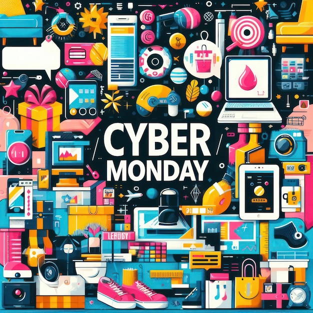 Cyber monday vibrant tech and gadget extravaganza