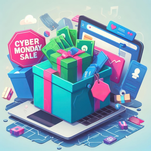 Cyber monday vibrant tech and gadget extravaganza