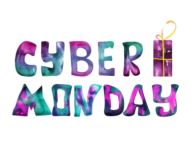 Cyber monday watercolor handwritten lettering