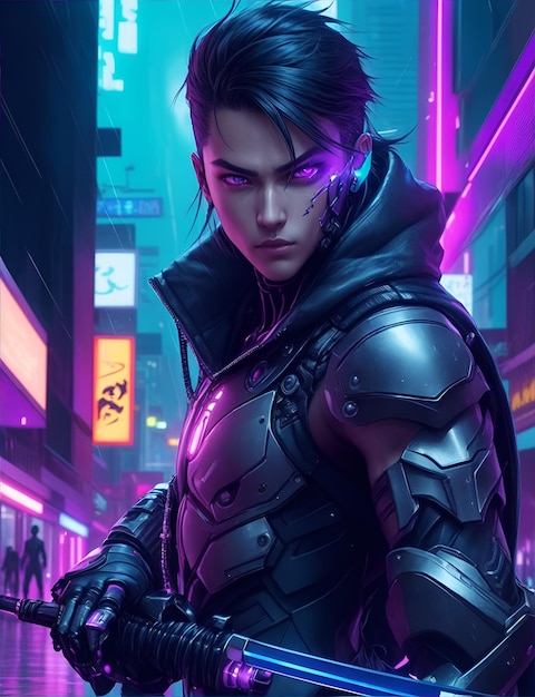 Cyber punk assassin ninja