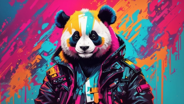 Foto panda cyberpunk