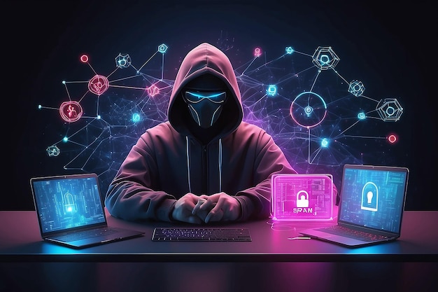 Кибербезопасность и антивирус на сетевой концепции Хакерская и спам-защита