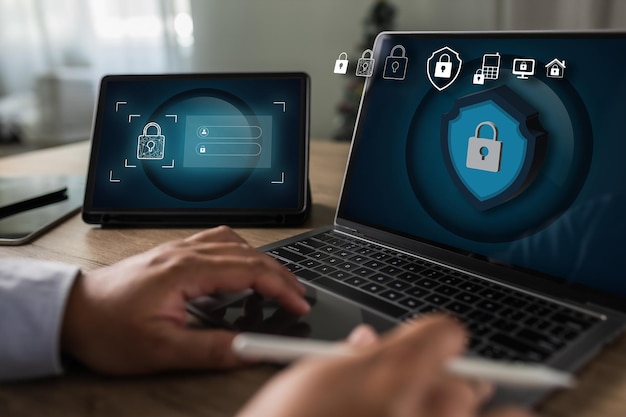 cyber security business technology antivirus alert protection security and cyber security firewall cybersecurity and information technology