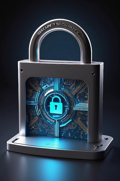 Cyber security concept Digital padlock for computing system Protection of personal data