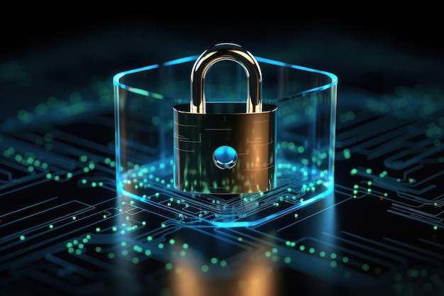 사이버 보안 개념 컴퓨팅 시스템에 대한 디지털 패드락 개인 데이터 보호