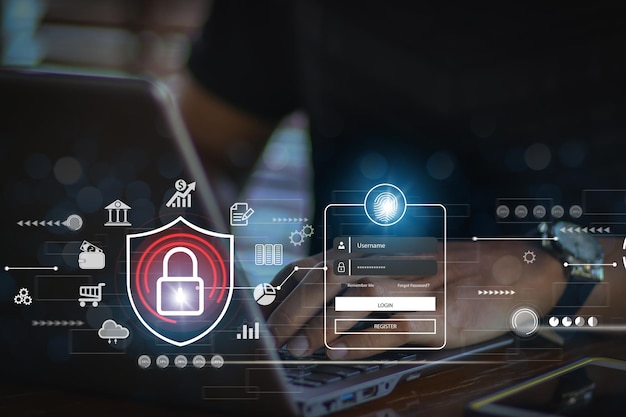 サイバーセキュリティの概念ログインユーザー識別情報セキュリティと暗号化セキュアインターネットアクセスサイバーセキュリティユーザーの個人情報へのセキュアアクセス