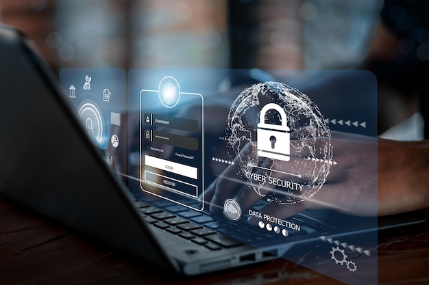 사이버 보안 개념 로그인 사용자 식별 정보 보안 및 암호화 보안 인터넷 액세스 사이버 보안 사용자 개인 정보에 대한 보안 액세스