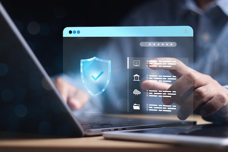 Photo cyber security concept login user identification information security and encryption secure internet