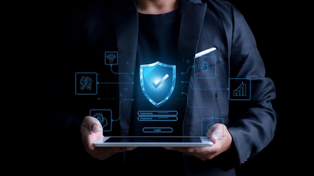 cyber security concept login user identification information security and encryption secure