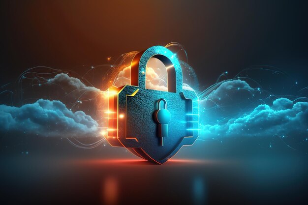 사진 사이버 보안 데이터 보호 파란색 배경의 사이버 공격 개념 데이터베이스 보안 소프트웨어