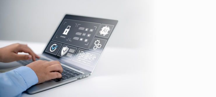 Photo cyber security and data protection on internet user privacy encryption secure access password protected system and storage human use computer to log in to the program cybersecurity technology