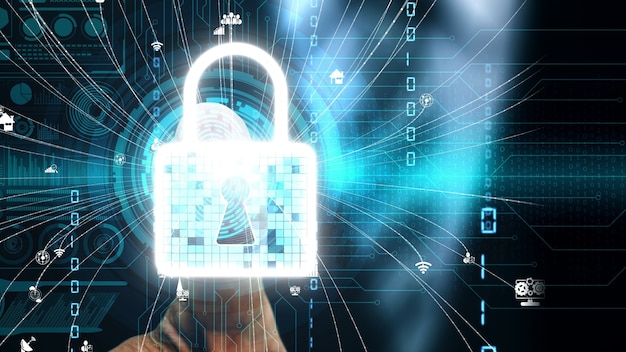 Cyber security encryption technology to protect data privacy conceptual