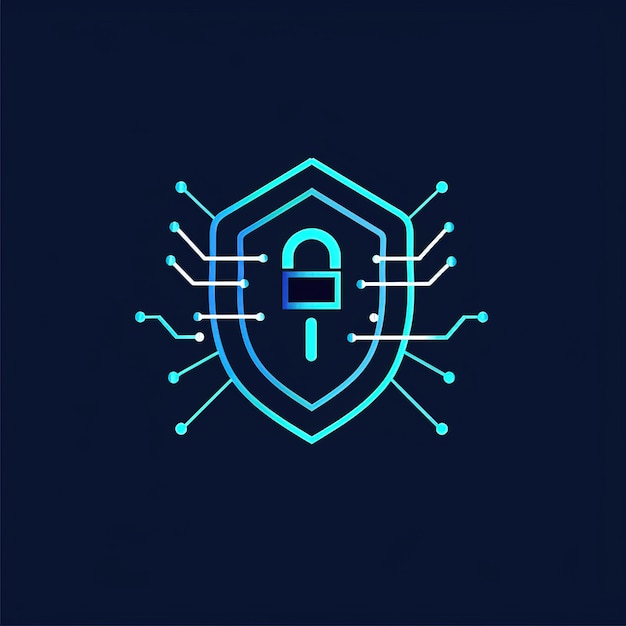 Photo cyber security icon shield with padlock vector illustration