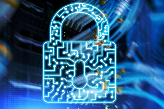 Foto icona del lucchetto di sicurezza informatica informazioni sulla privacy protezione dei dati internet e concetto di tecnologia