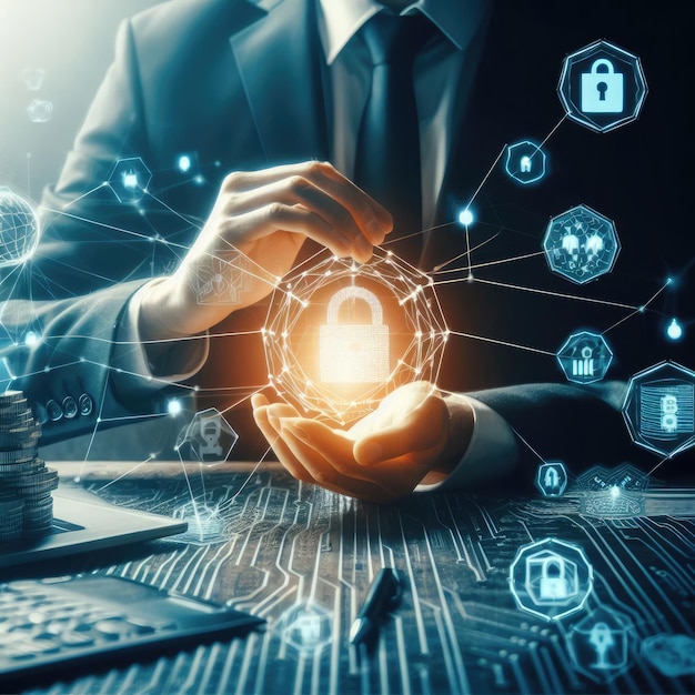 Premium AI Image | Cyber security network Data protection concept ...