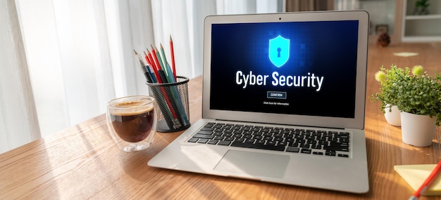 cyber security system on computer screen protect private information snugly