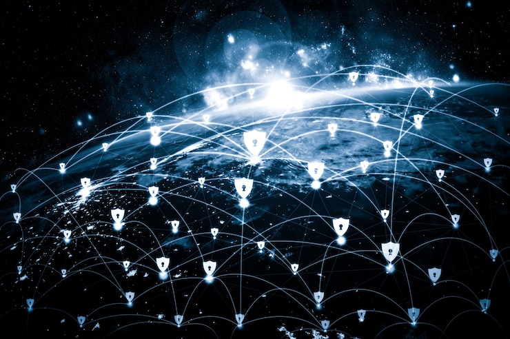 Photo cyber security technology and online data protection in innovative perception