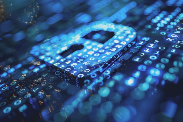 cyber security warning system hack message blue code background virus alert cybercrime prevention