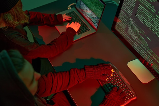 Cyber war hackers breaking security anonymous people access secret data cyber attack coding