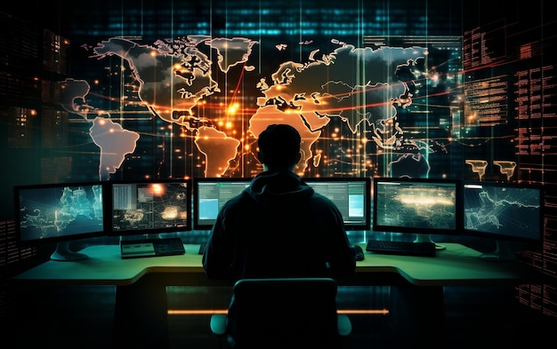 Cyber Warfare Background Illustration Generative AI