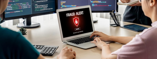 Cyberbeveiligingssoftware geeft waarschuwing voor een cyberaanval voor een snelle bescherming