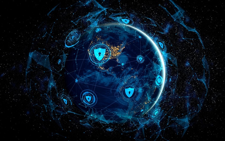 Foto cyberbeveiligingstechnologie en online gegevensbescherming in innovatieve perceptie