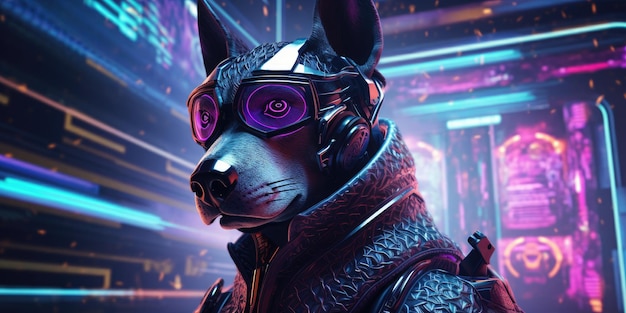 Cyberdog in het toekomstige futurisme-concept