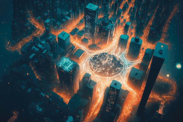 Cybere de digitale stad van vandaag sombere toekomstige intelligente stadsnetwerken generatieve ai