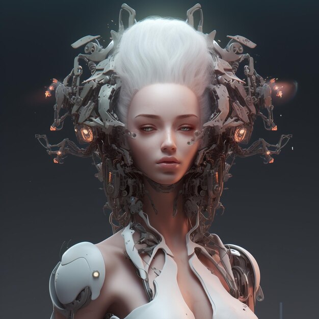 Photo cyberfemale cyborg futuristic robotic girl