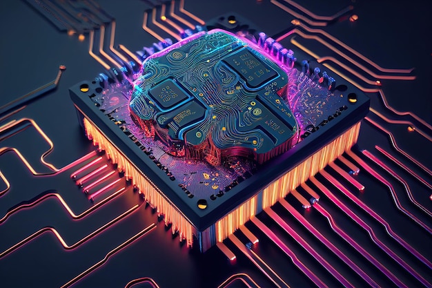 Cybernetic Artificial Intelligence Brain Computer Chip Cyber Technology Generative AI