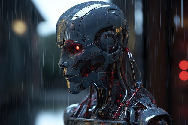 Генеративный искусственный интеллект иллюстрации кибернетического боевого дроида