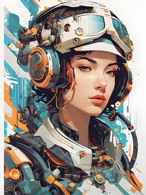 Cybernetic Charm Portrait of a Beautiful Cyborg in 3D