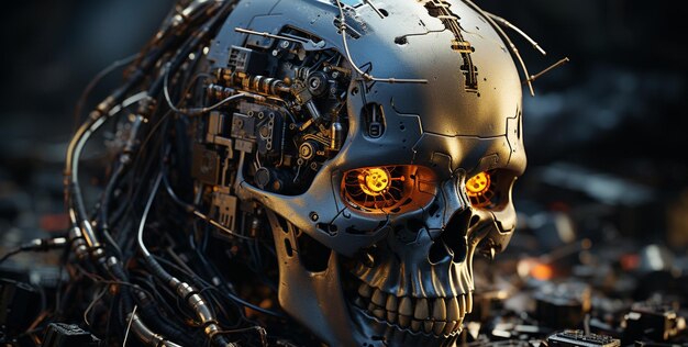 Photo cybernetic cyborg skull