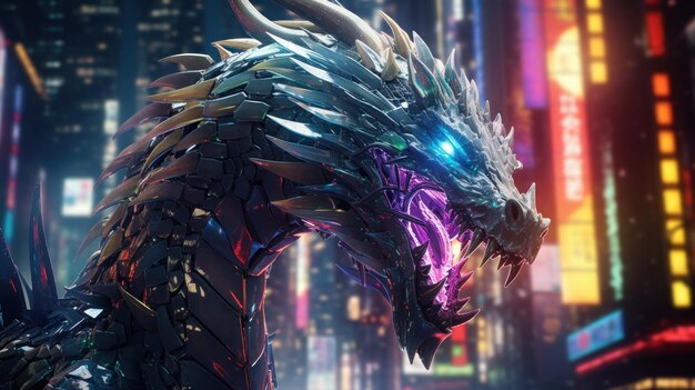 Cybernetic Dragon Over Metropolis AI Surreal Marvels