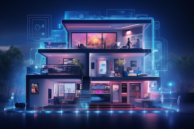 Cybernetic vision of home automation showcasing smart appliances