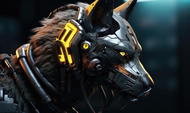 The cybernetically enhanced cyborg hyena prowls with power designe