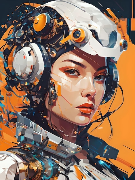 Cybernetische charisma verbazingwekkende illustratie van een mechanisch meisje