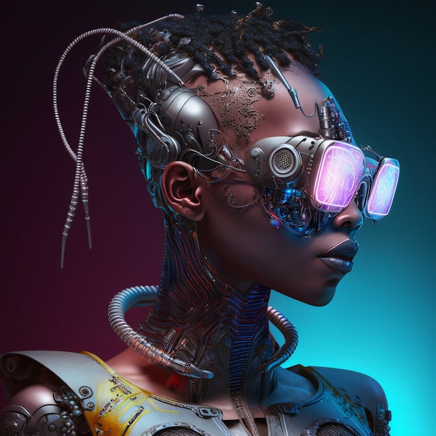 Foto concetto di ritratto estetico cyberpunk