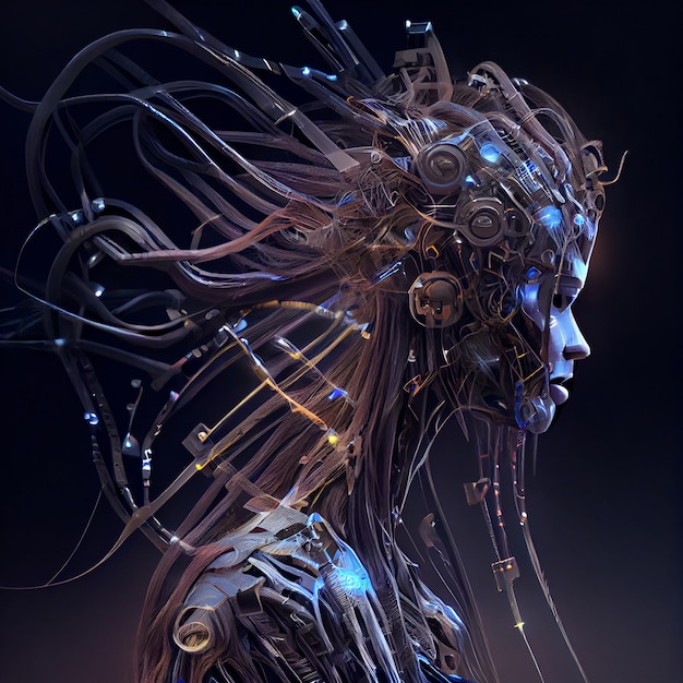 Foto concetto di ritratto estetico cyberpunk