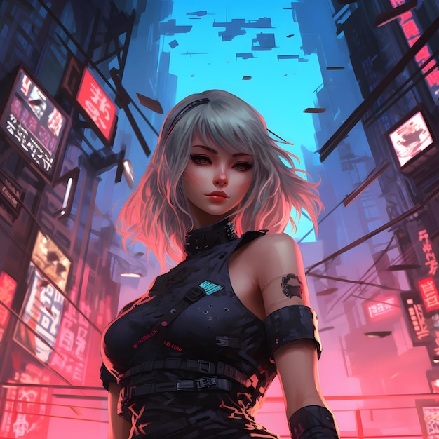 anime, anime girls, cyberpunk, artwork