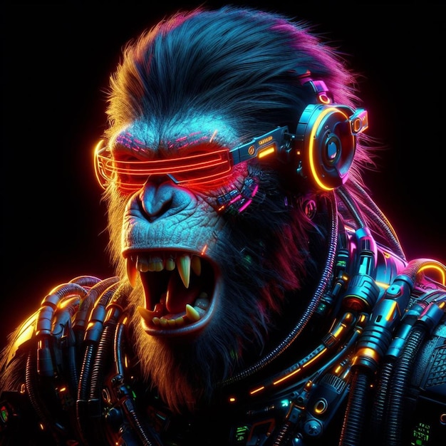 Photo cyberpunk apes metal musicians