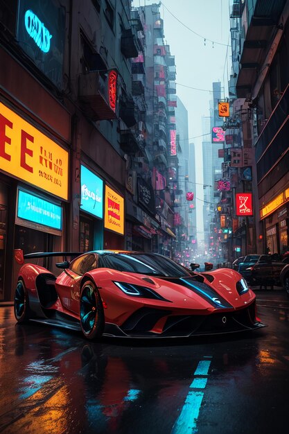 Cyberpunk the appearance of the supercar exhibition is super handsomecar wallpaper background