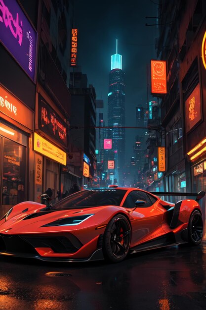 Cyberpunk the appearance of the supercar exhibition is super handsomecar wallpaper background