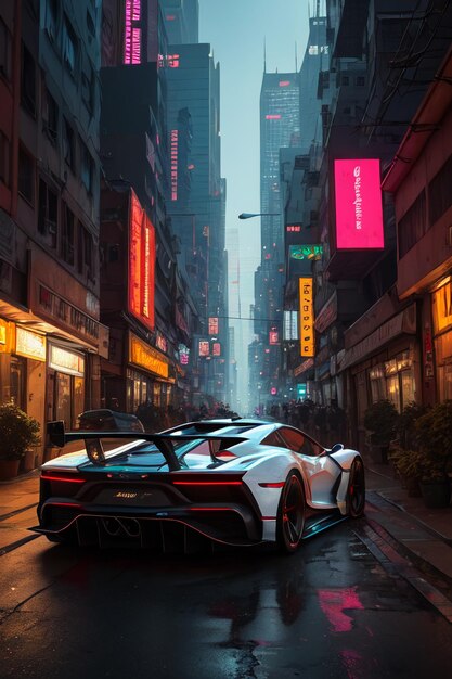 Cyberpunk the appearance of the supercar exhibition is super handsomecar wallpaper background