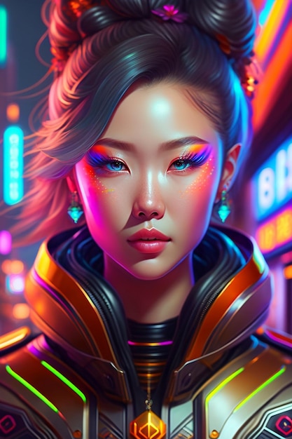 Cyberpunk Asian woman